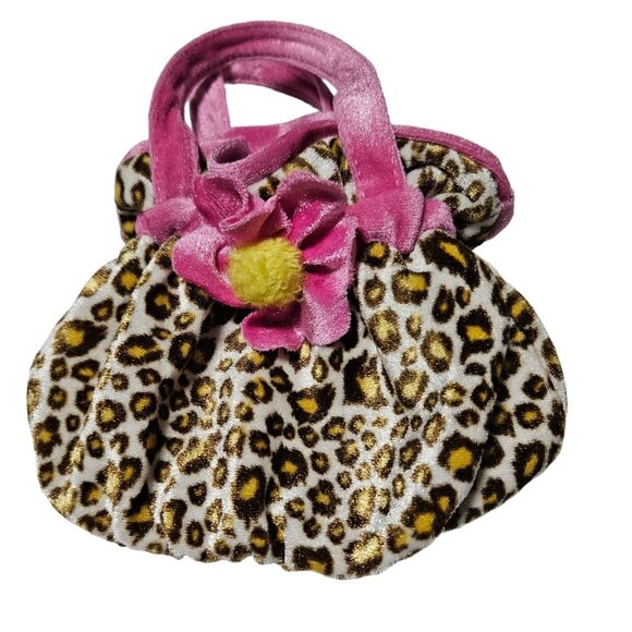 Aurora Leopard Print Plush Pet Carrier 8 inch Cat Dog Purse Play Stuffed Animal - Picture 1 of 6